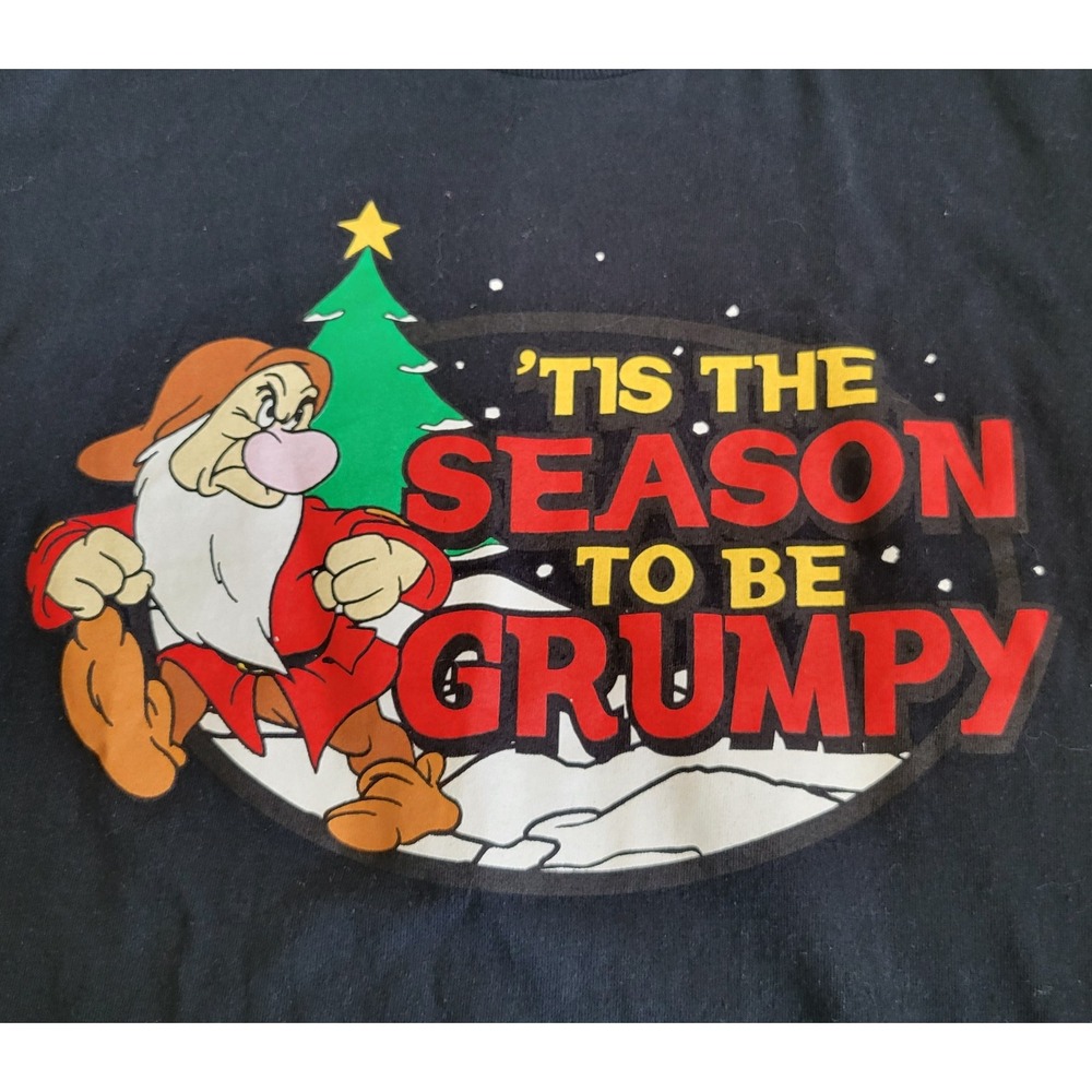 Disney Tis‎ The Season To Be Grumpy Men's T-Shirt Size Medium Black Christmas